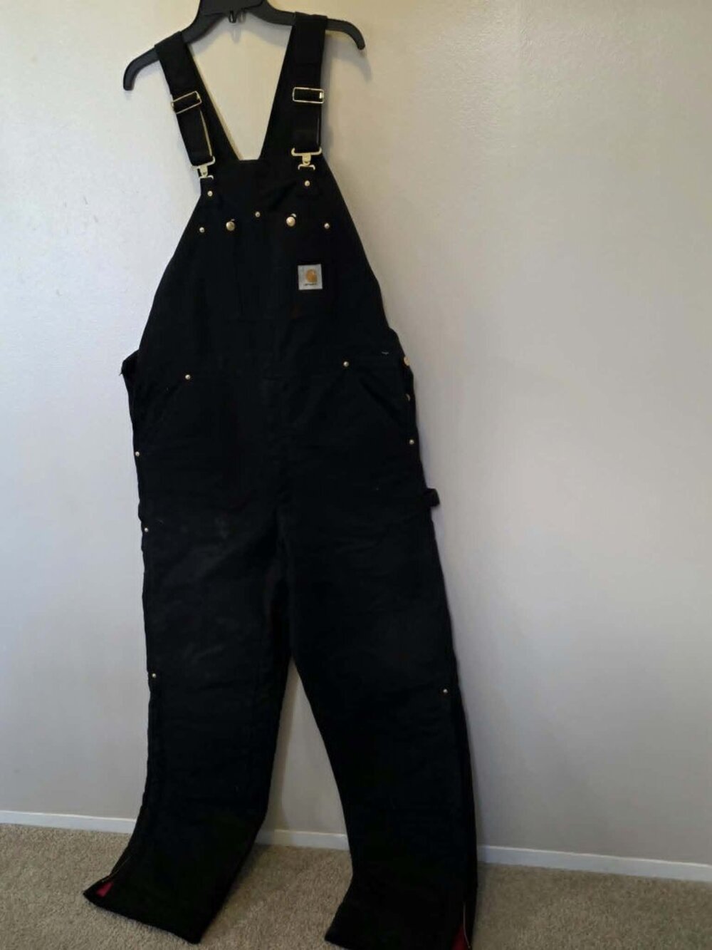 CARHARTT VTG BIB OVERALLS DOUBLE KNEE DUCK QUILT LINED RN14806 MEN'S 40 X 36